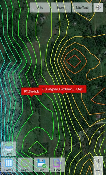 Resistivity contour map for Catigbian survey