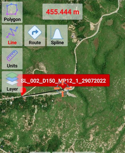 GPS drill point pinned on satellite map